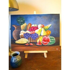 Oil Painting On Canvas Still Life Fruit Artist Signed By Floyi